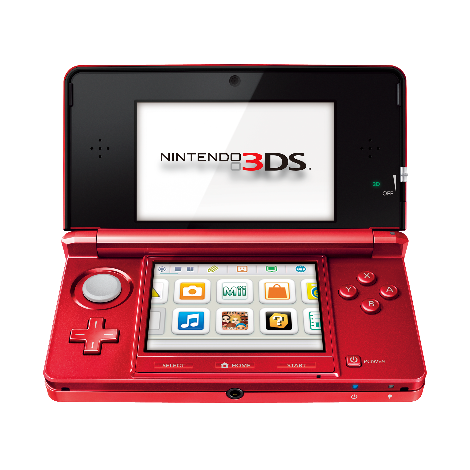 Flame Red Nintendo 3DS open at an angle