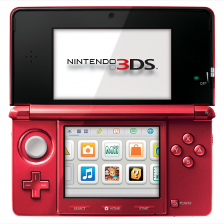 Flame Red Nintendo 3DS open all the way