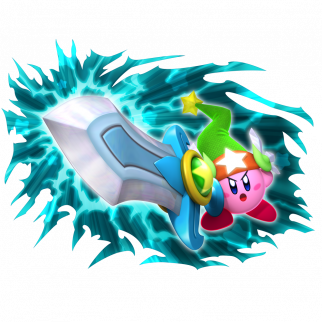 Kirby doing a super mega sword slash