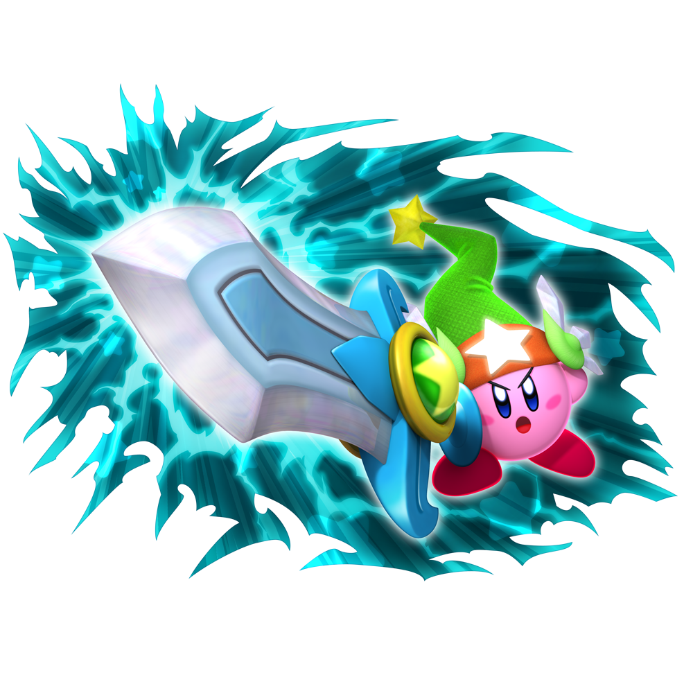 Kirby doing a super mega sword slash