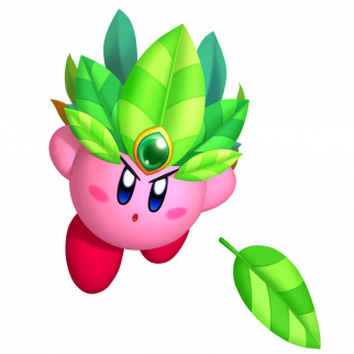 Kirby launching deadly leaves from his leaf crown