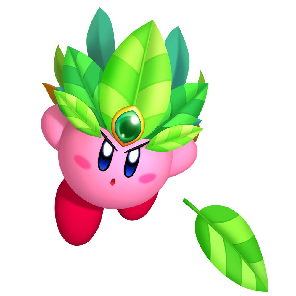 Kirby launching deadly leaves from his leaf crown
