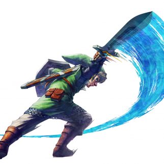 Skyward Sword Link Slashing Sward Right with Fury!