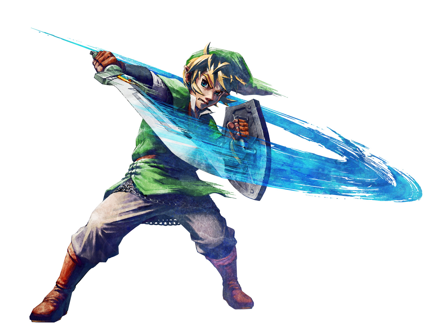 Skyward Sword Link Blocking with Sword with Fury!
