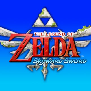 The Legend of Zelda Skyward Sword Logo on Blue Gradient