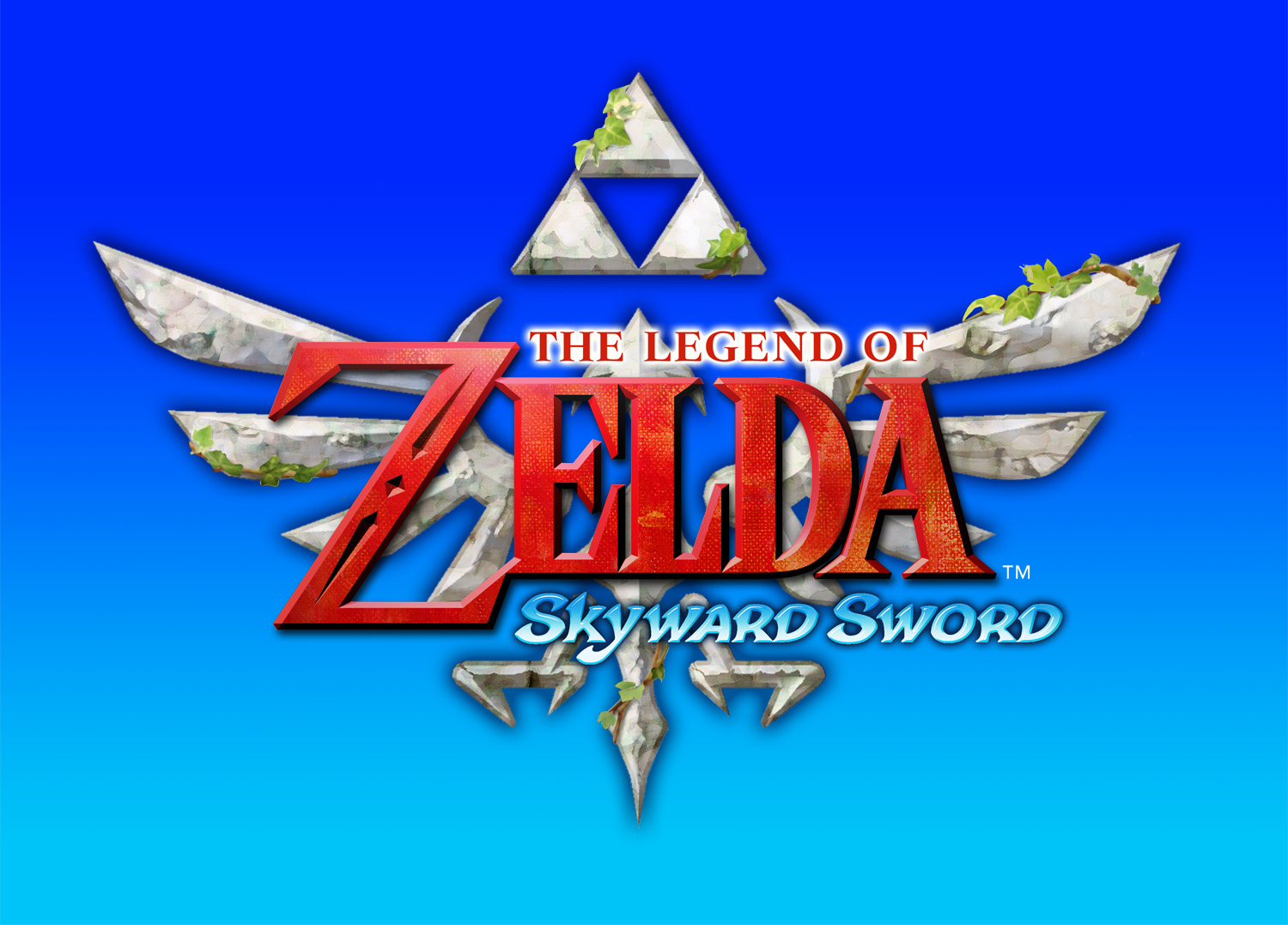 The Legend of Zelda Skyward Sword Logo on Blue Gradient