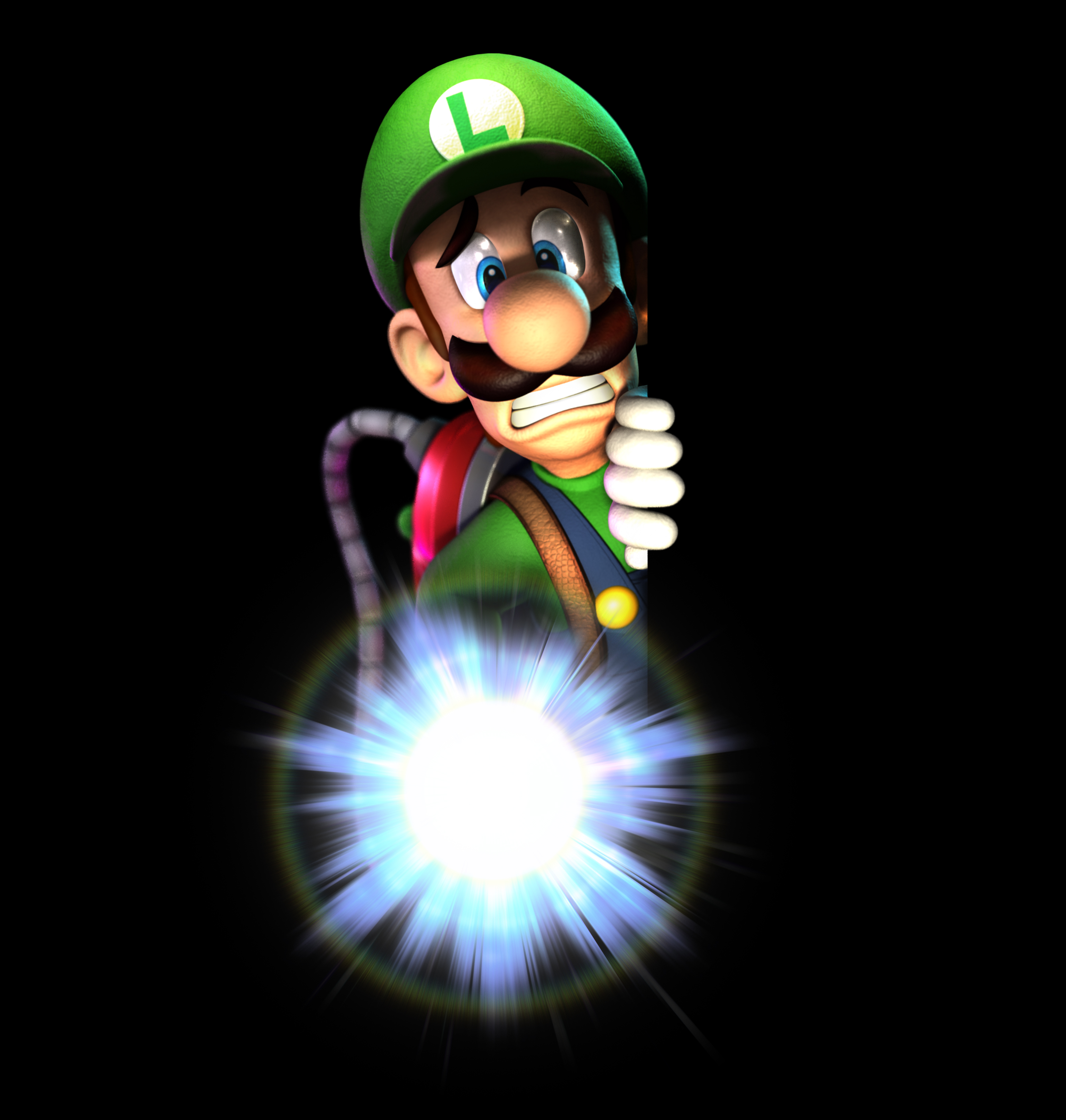 Scared Luigi Holding Flashlight