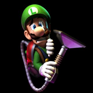 Scared Luigi Holding Poltergust 5000