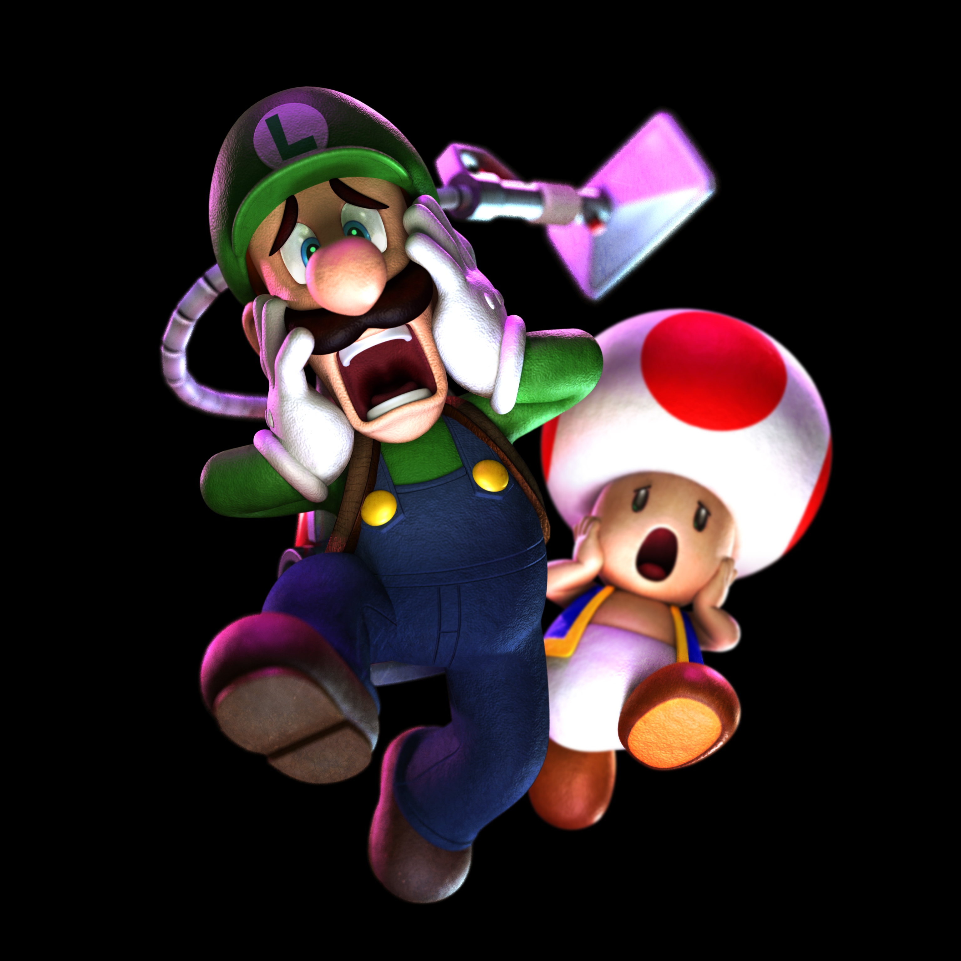 Scared Luigi and Toad