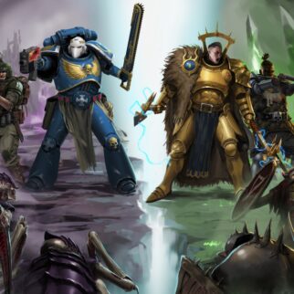 Warhammer Survivors key art showing champions amid a swarm of enemies