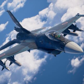 Official PlayStation Blog / Bandai Namco press art for Ace Combat 8: Wings of Theve — fighter jet over clouds (State of Play)