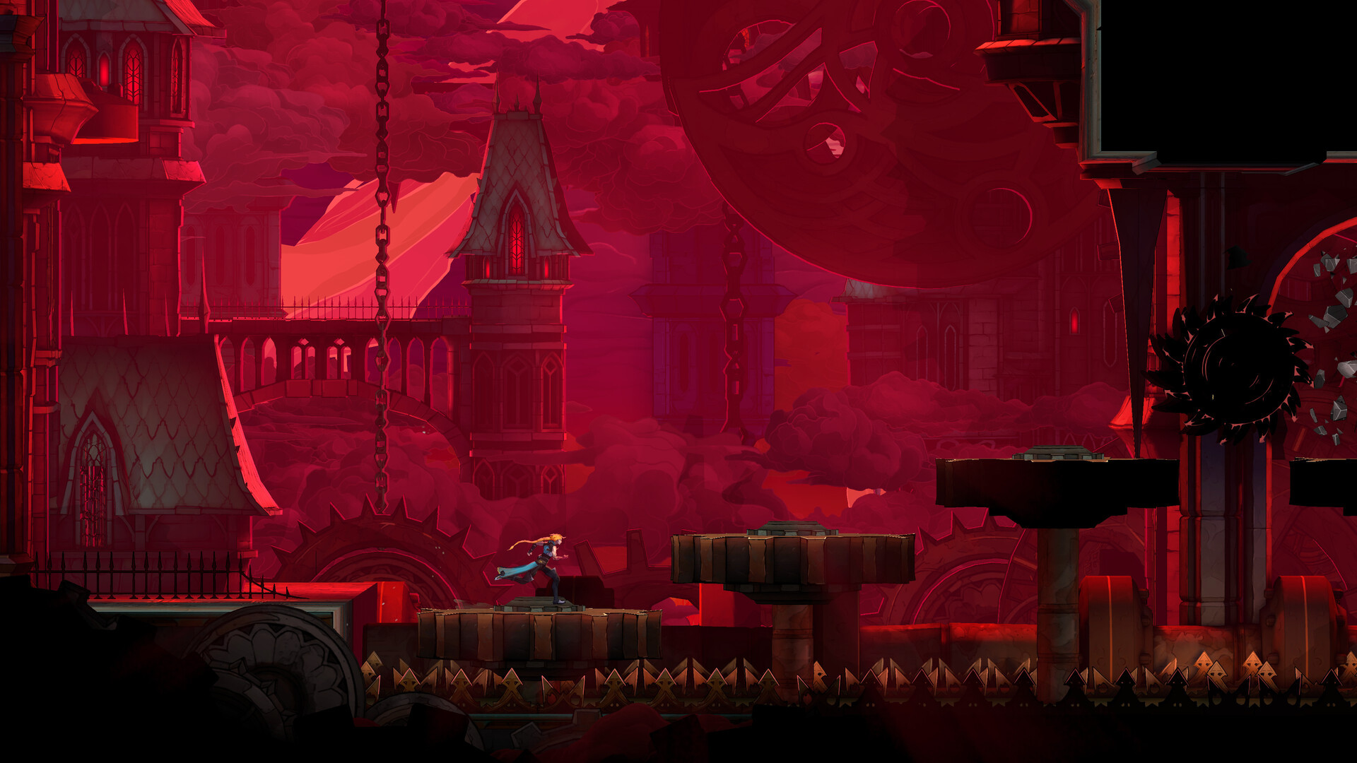 Rose Belmont crossing a crimson castle stage in Castlevania: Belmont's Curse