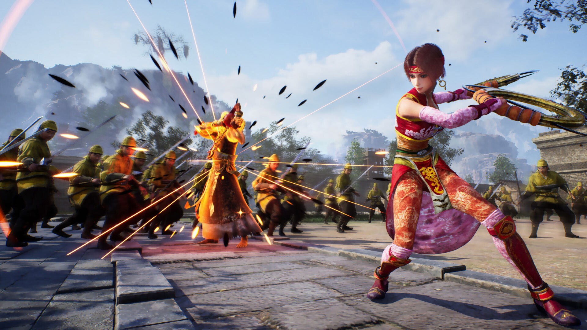 An officer swings a weapon through a crowd of soldiers in Dynasty Warriors 3: Complete Edition Remastered