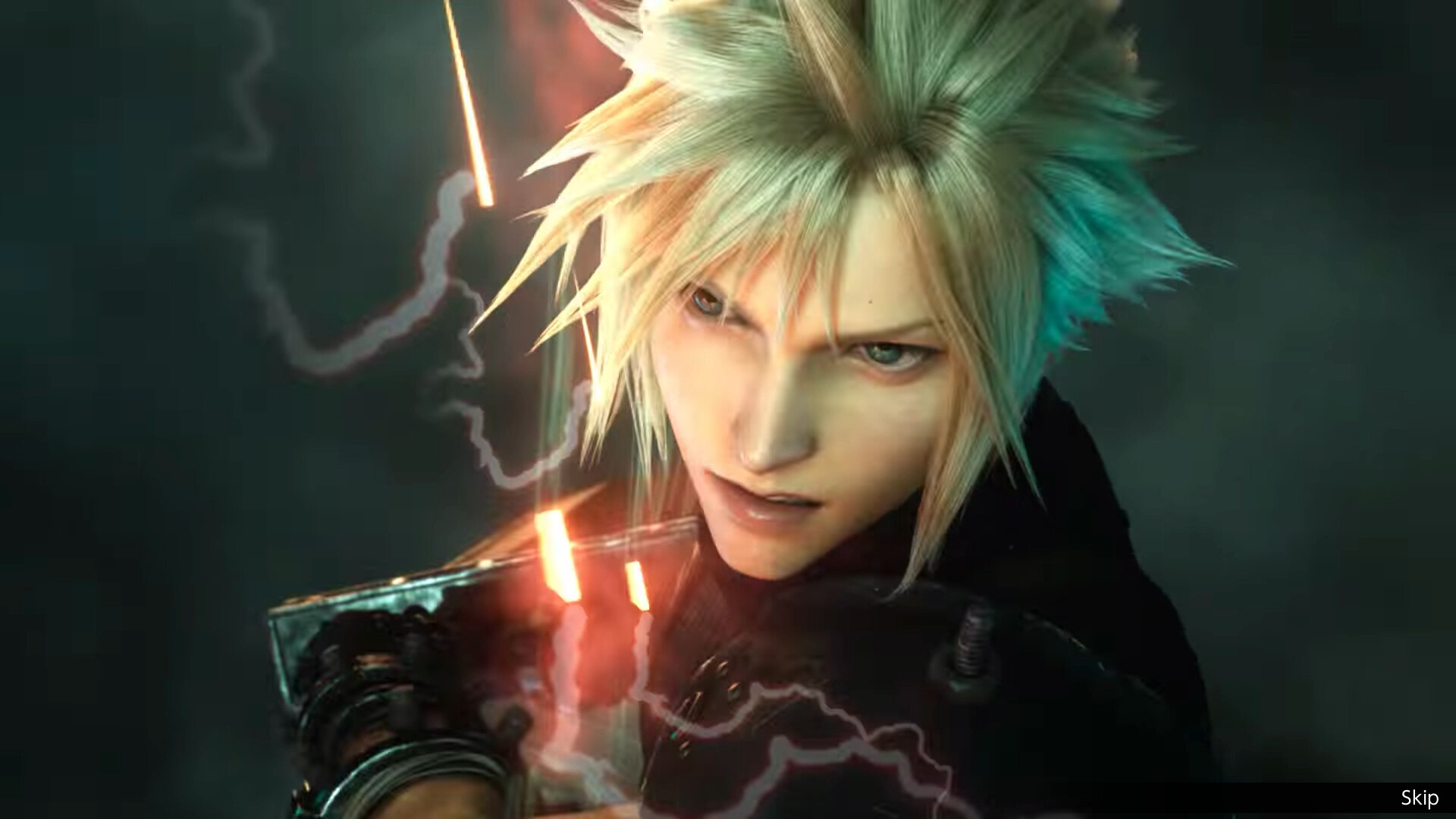 Cloud appears in a dramatic close-up as a Vision in Final Fantasy Resonance
