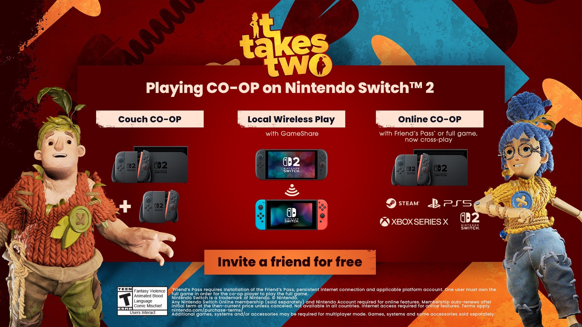 It Takes Two Friend's Pass invite screen beautyshot
