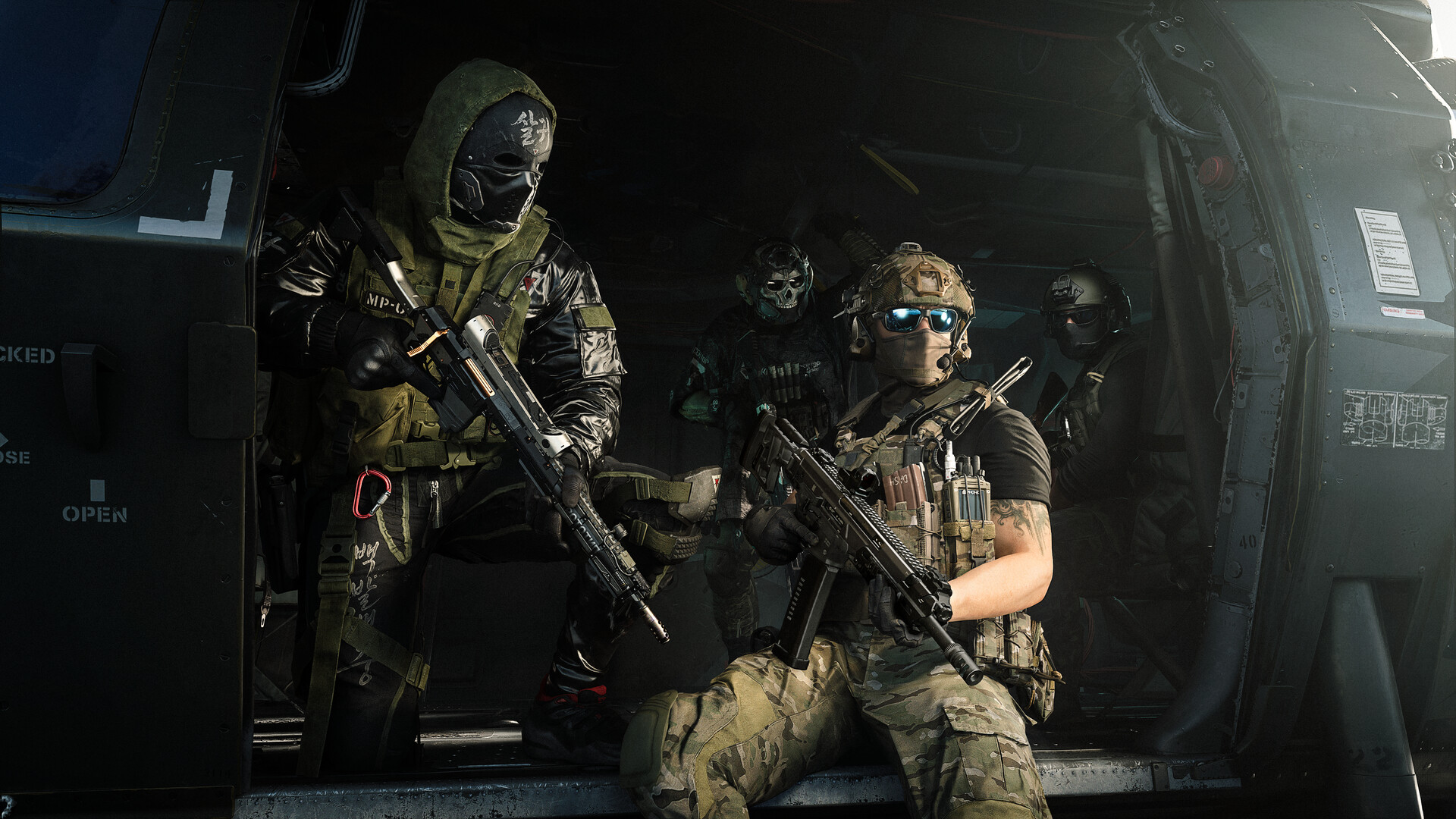 A DMZ squad in tactical gear rides in the back of an armored vehicle in Call of Duty: Modern Warfare 4