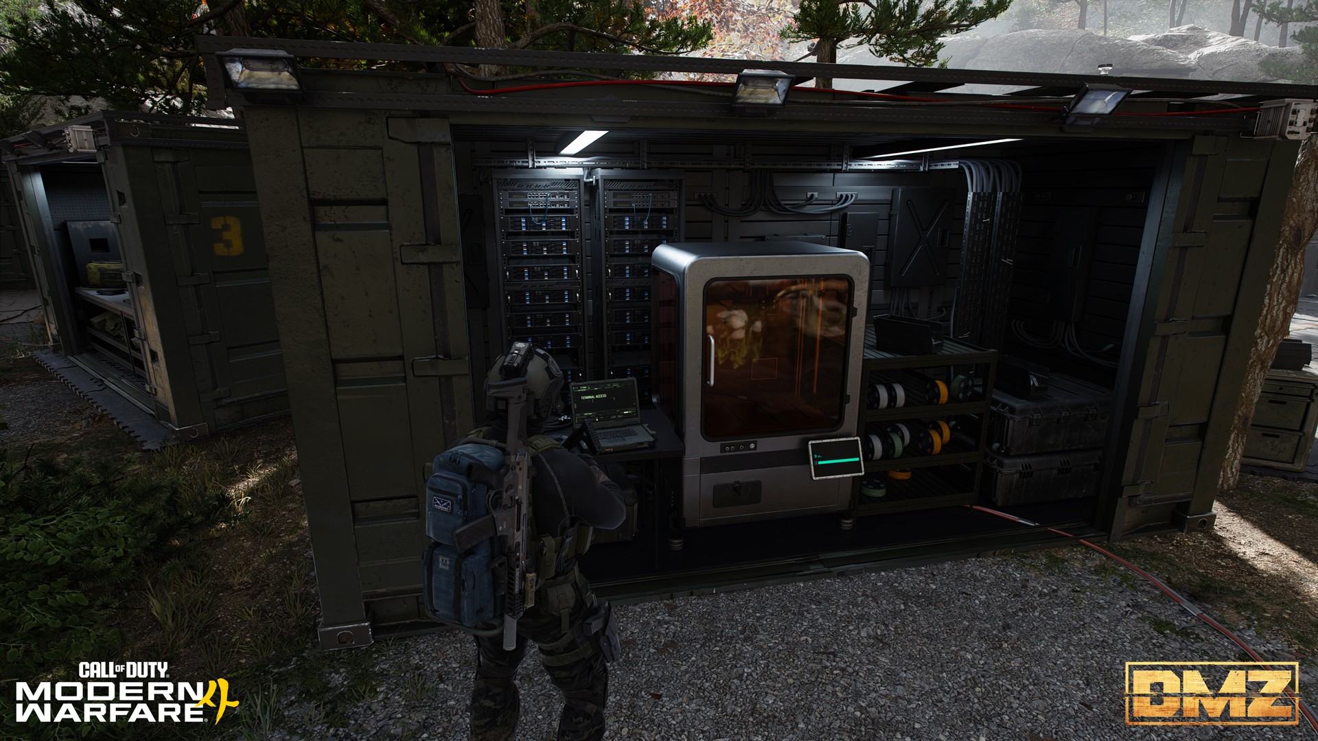 The 3D Printer crafting station inside the DMZ Forward Operating Base in Modern Warfare 4