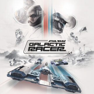 Official Star Wars: Galactic Racer key art - Outer Rim racers and title logo