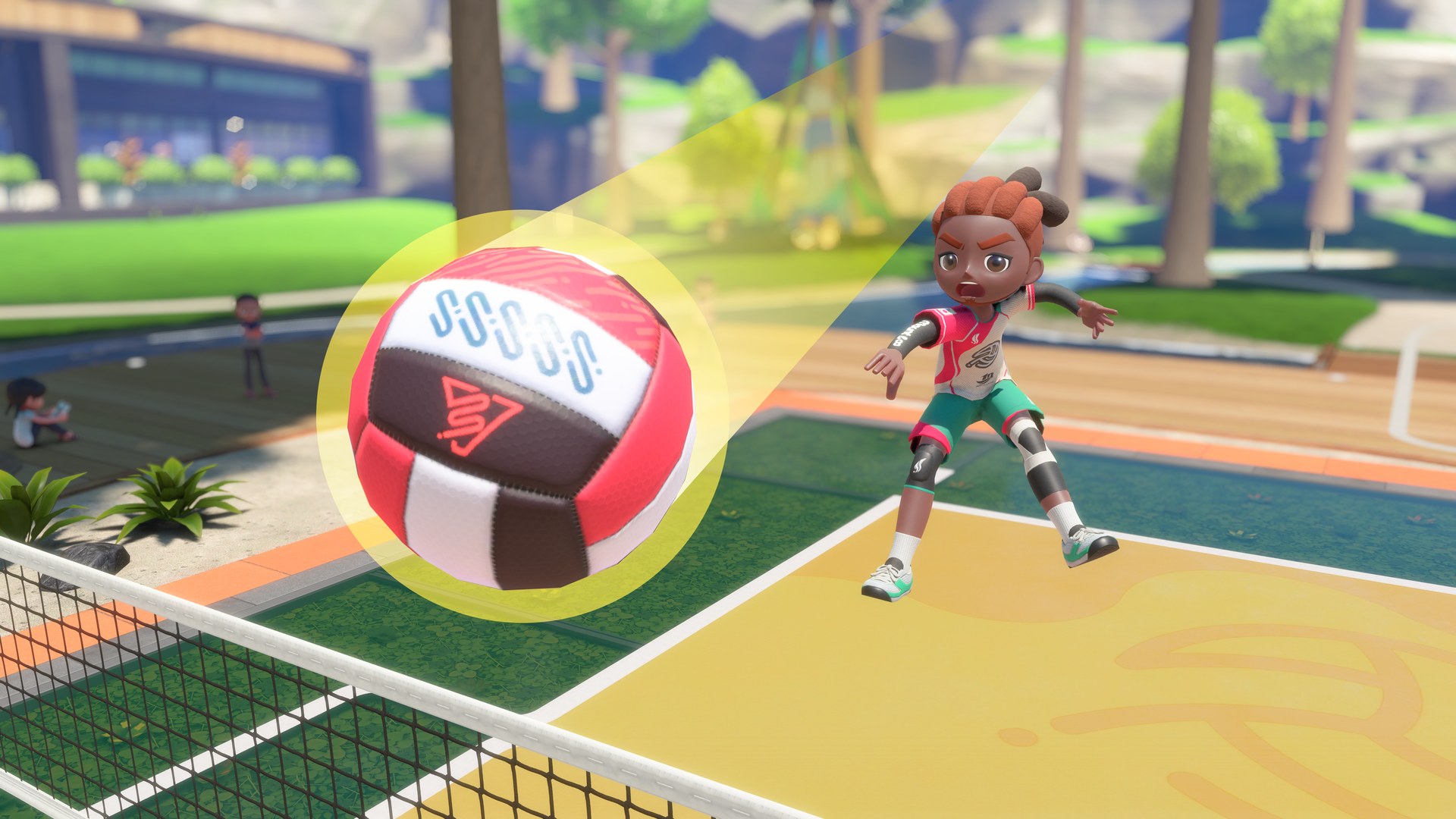A Sportsmate on the court during Volleyball in Nintendo Switch Sports Resort