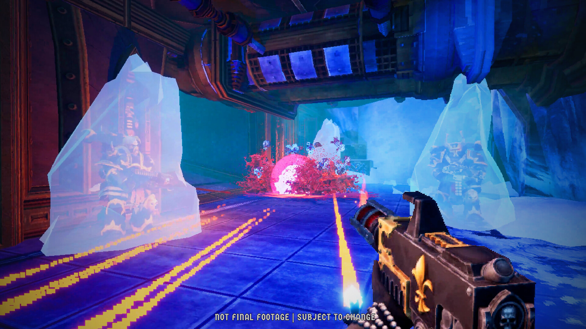 Boltgun 2 Steam screenshot of retro FPS combat in an icy cavern